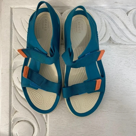 Crocs Swiftwater Expedition Strap Women's Sporty Blue Orange Sandals Size 6 - Picture 3 of 6